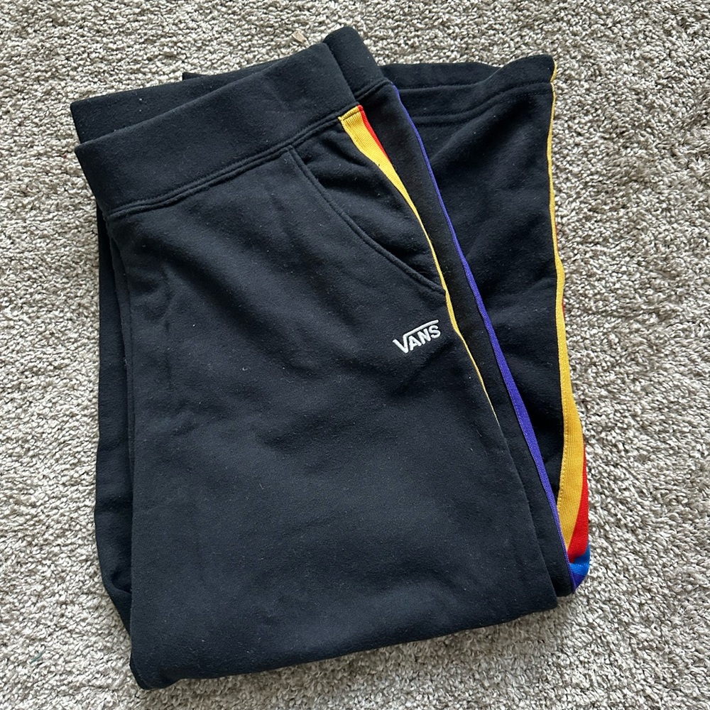 Vans Black Joggers with Colorful Stripes